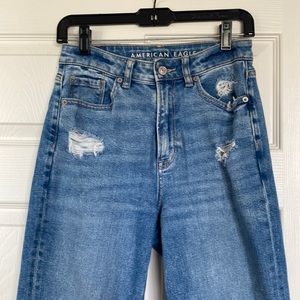Distressed American Eagle Mom Straight Jean